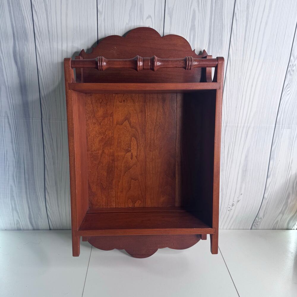 Vintage Wooden Wall Shelf Two Tier Curio China Display Shelving Rustic Hanging